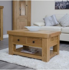 Bordeaux Oak Coffee Table with Drawers and Shelf